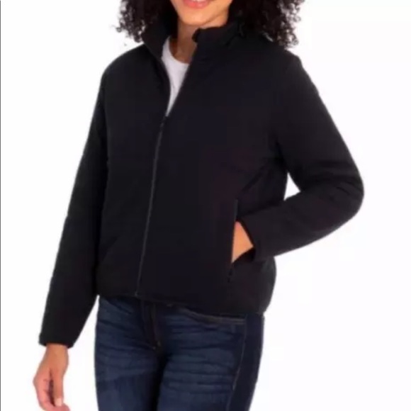 Three Dots Black Relaxed Fit Mock Collar Quilted Knit Jacket Womens Sz Small NWT - Picture 5 of 7